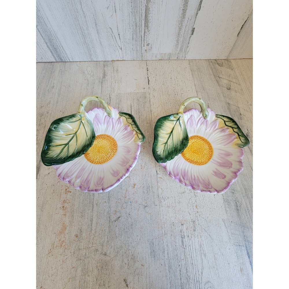 Palm tree vintage purple daisy plate vintage flower ceramic kitchen set home